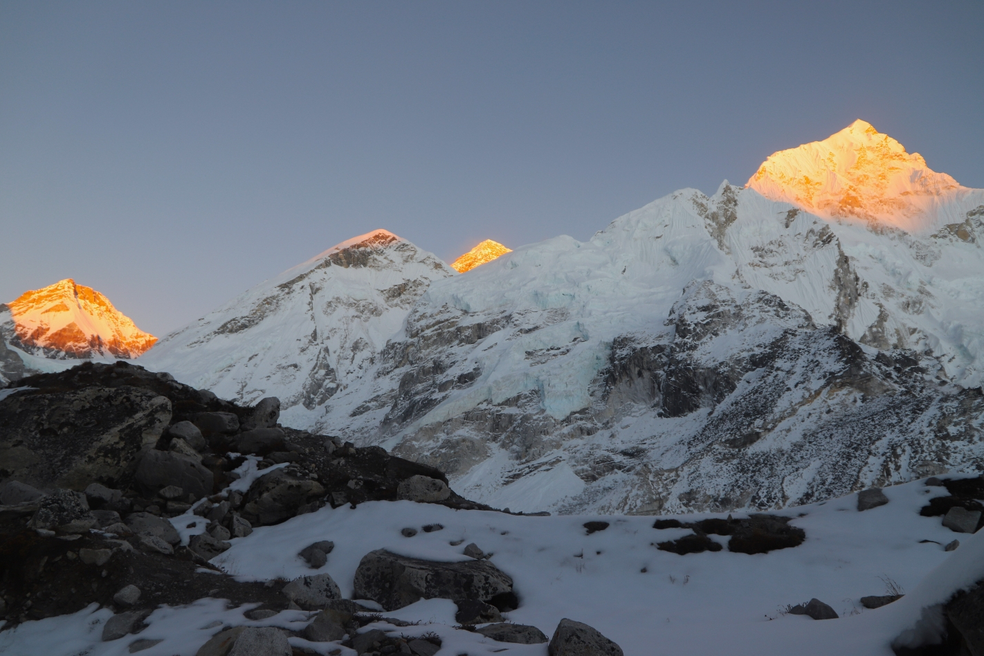 Nepal trekking, trekkers enjoy the view of ganesh himal